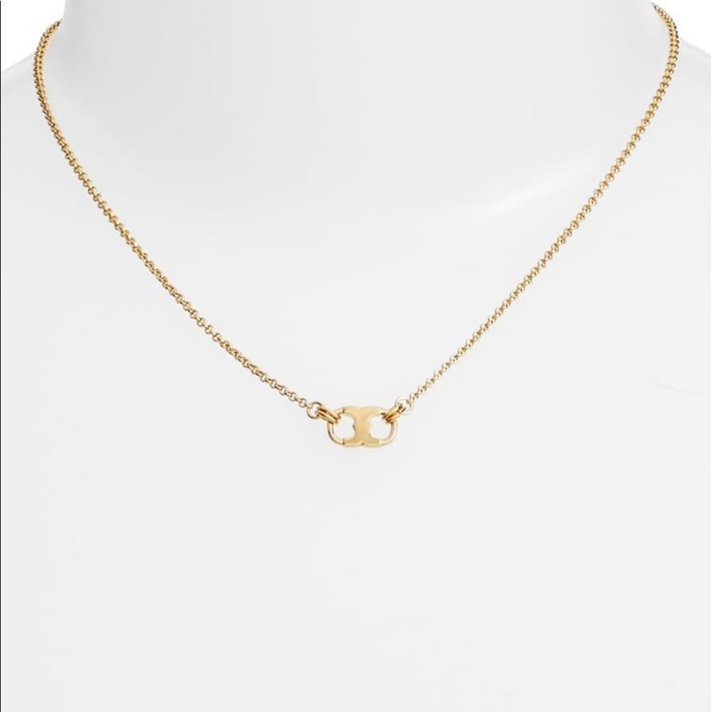 Tory Burch 16K Gold Gemini Link Necklace w/duster
